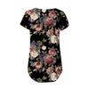 Tunica a maniche corte da donna T-shirt larghe T-shirt casual taglie forti Tunica a pieghe Bottoni T-shirt floreali estive casual per le donne