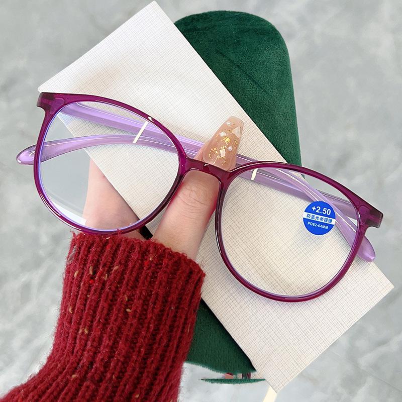 Round Reading Glasses Women Anti Blue Light Farsighted Eyeglasses Anti Fatigue Hyperopia Prescription Glasses Diopter