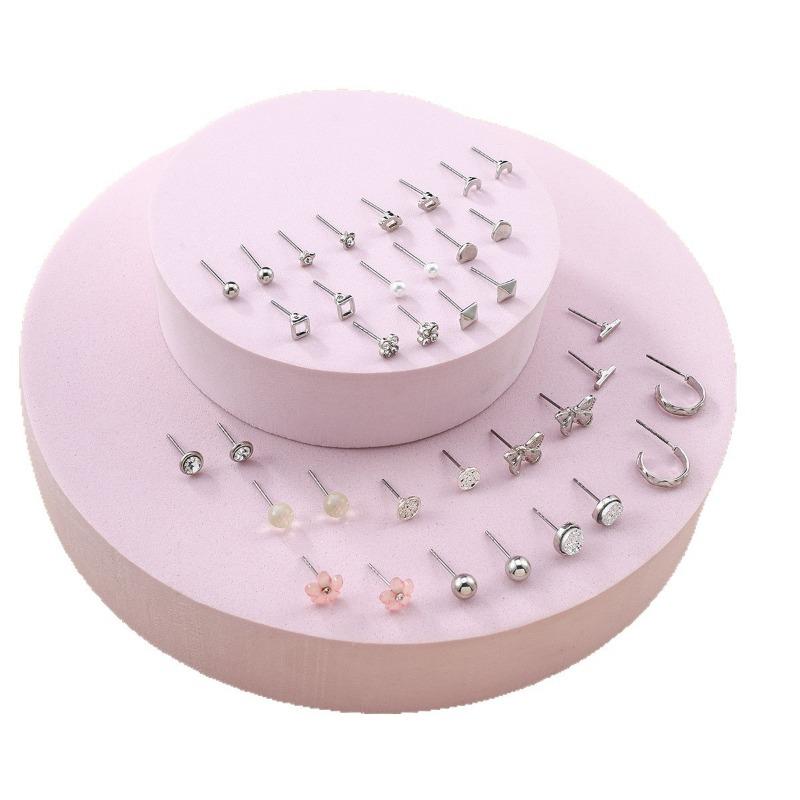 Earrings set Pearl bone stud earrings Alloy earrings Women's butterfly flower zircon stall earrings