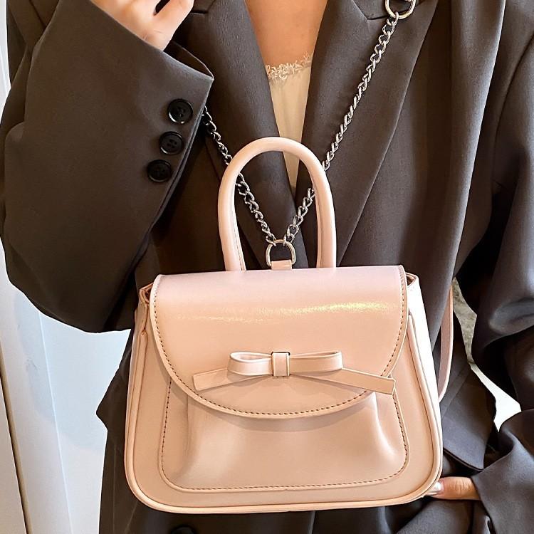 Fashionable Pink Bow Backpack for Women's Autumn and Winter New Simple and Versatile Student Backpack High-end Bag