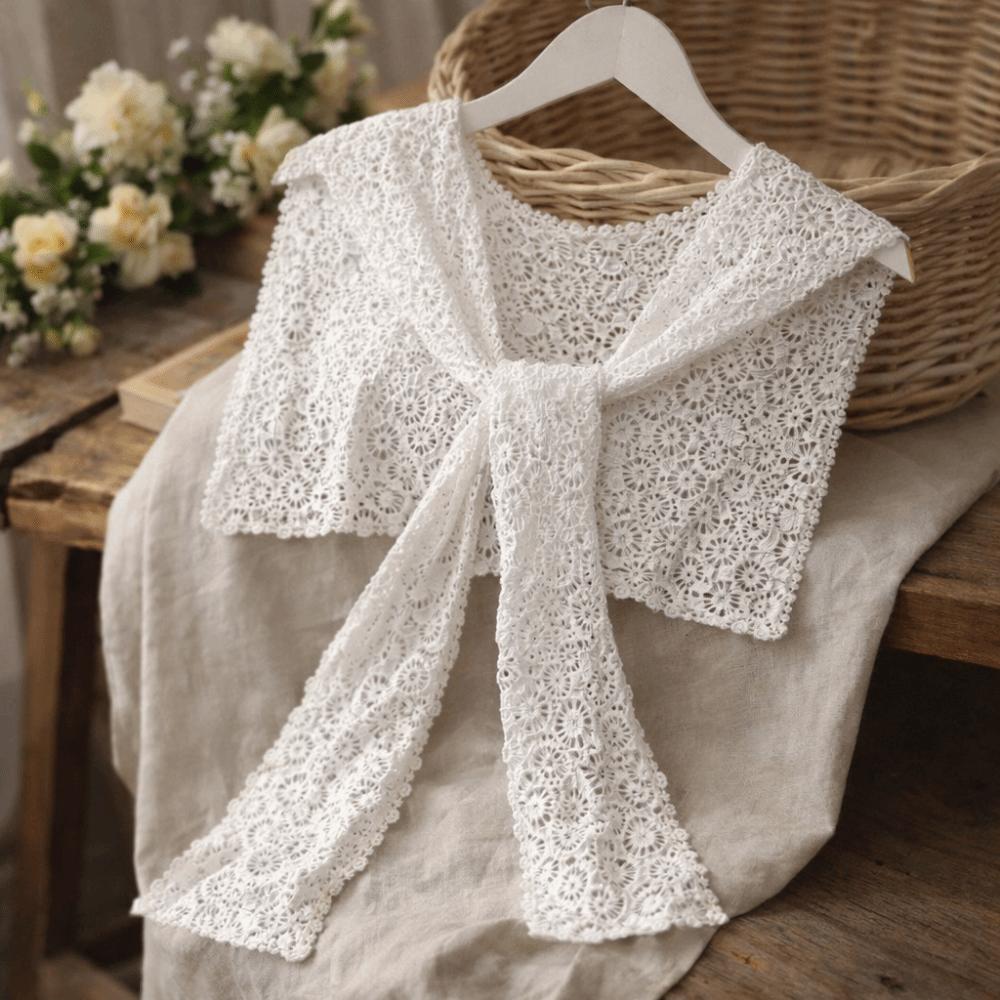 Solid Color Lace Shawl Thin Lace Knitted Shawl Artistic Design Hollow-out Shawl  Ladies Accessory
