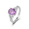 WOSIKATE Luxury   CopperAmethyst Zirconia Gemstone Ring For Women Fashion Jewellery Engagement Gift Finger Ring
