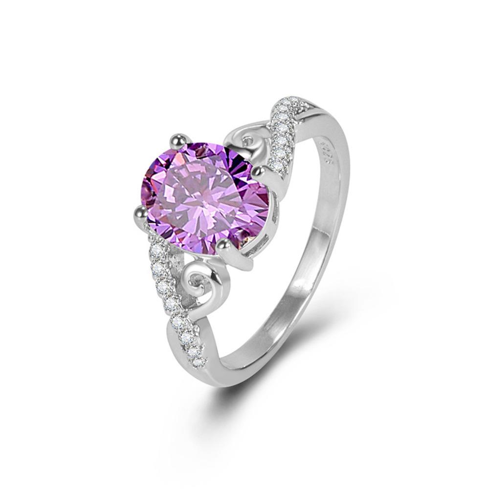 WOSIKATE Luxury   CopperAmethyst Zirconia Gemstone Ring For Women Fashion Jewellery Engagement Gift Finger Ring