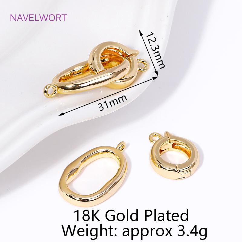 18K Gold Plated Pearl Clasp Connector,Brass Oval Connector Fastener Clasps For DIY Bracelet Jewelry Making Accessories