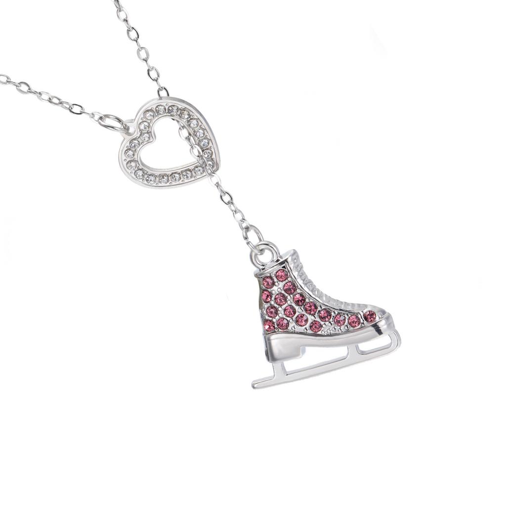 Sweet Candy Colored Alloy Skating Charm Necklace Featuring Crystals for Fashion Appeal