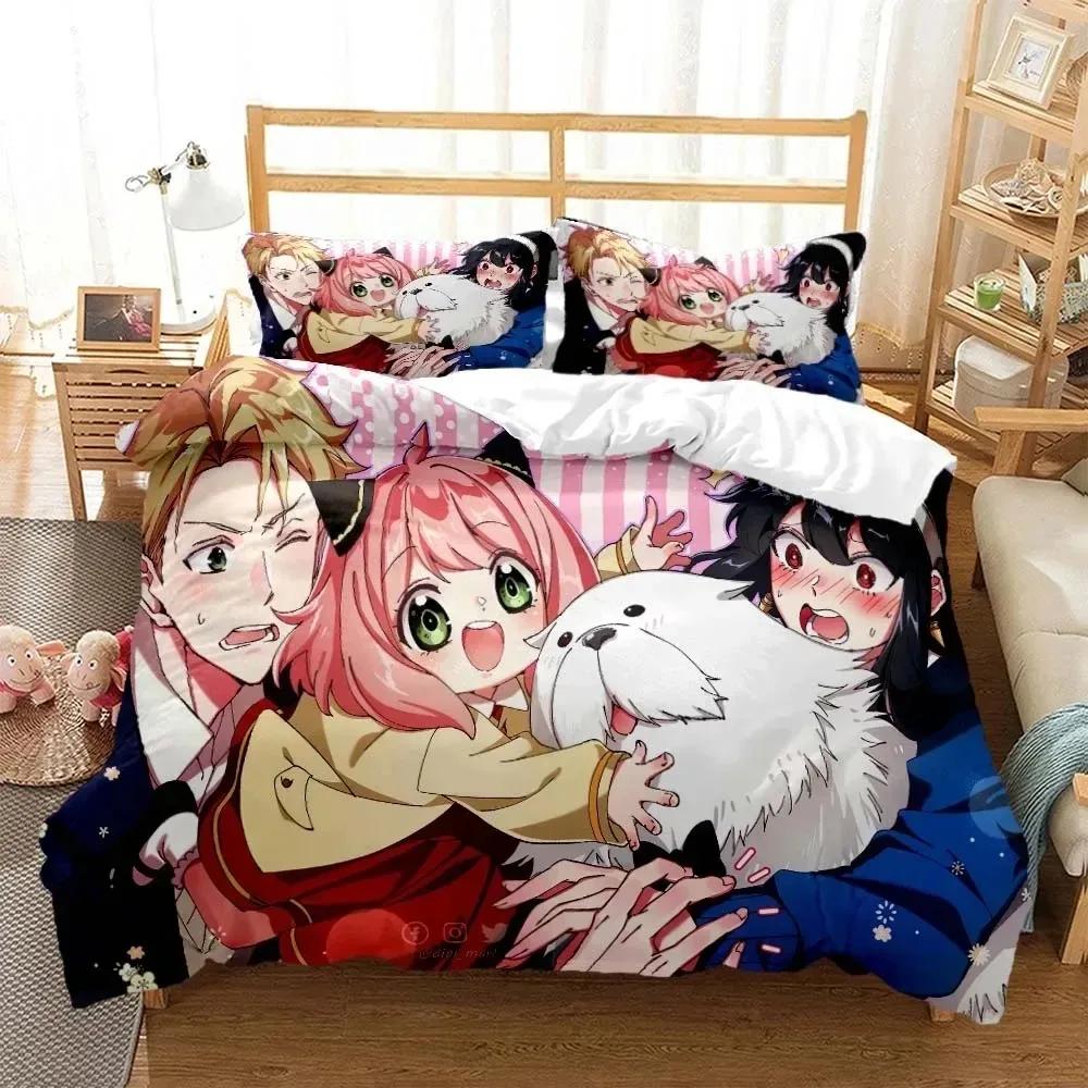Anime Spy × Family Anya Bedding Set Boys Girls Twin Queen Size Duvet Cover Pillowcase Bed Kids Adult Fashion Home Textileextile
