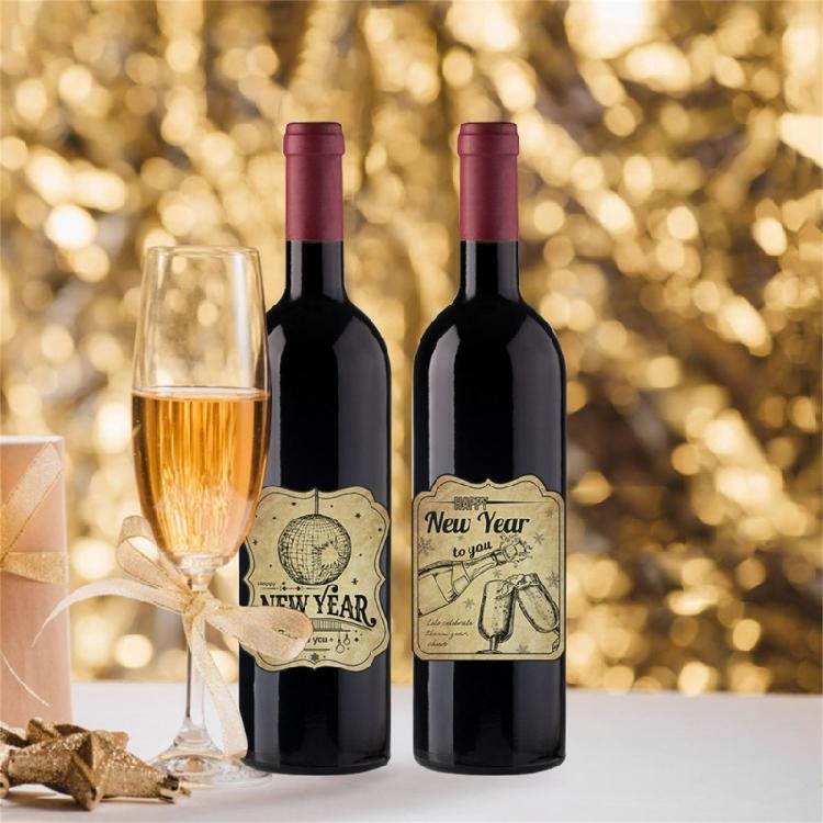 Confezione da 12 Pezzi Adesivi Decorativi per Bottiglie di Vino Vintage Felice Anno Nuovo Etichette Adesive per Bottiglie per Identificazione Varietà di Vino