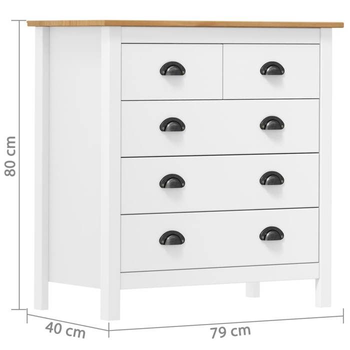 VidaXL Buffet Commode Storage Furniture with 5 Drawers Side Cabinet Storage Cabinet Interior White 79x40x80 Cm 288918