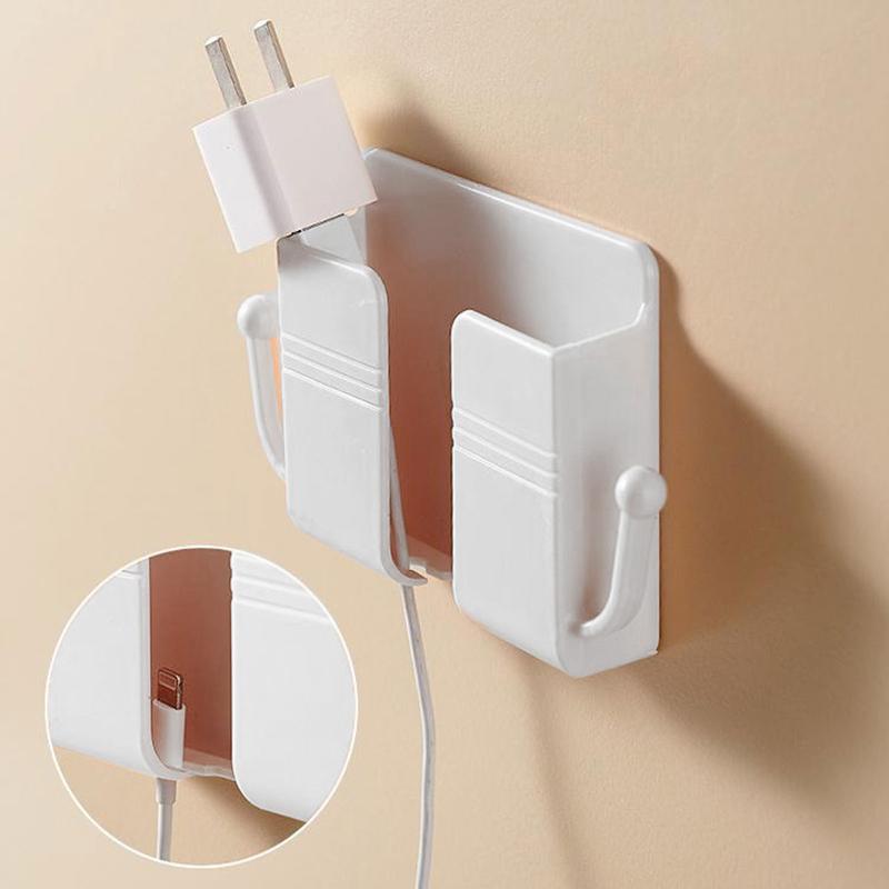 Wall Mount Phone Holder, Phone Stand For Bed, Wall Mounted Shower Phone Holder Remote Control Holder With Hooks