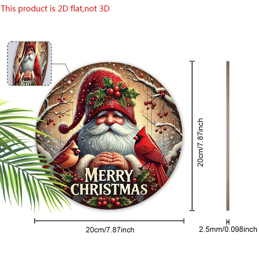 Wooden Christmas Sign with Santa Claus Pattern - Navidad Round Sign for Christmas Tree, Front Door Decor - Ideal Christmas Decoration