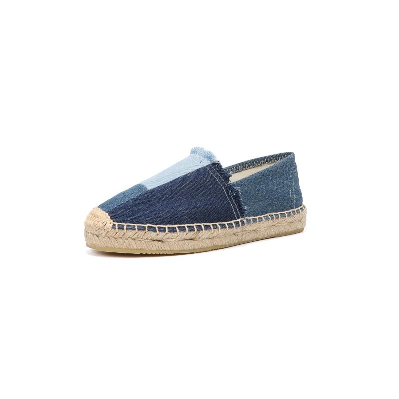 LUXSOLE Espadrilles Women's Shoes Luxury Denim PATCHWORK Flat Platform Stylish and Trendy Footwear for Fashion-Forward Females