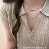 Sweet And Cool Style Light Luxury Niche Fashion Double-Layer Stacked Copper-Plated Real Gold Natural Stone Beaded Necklace Collarbone Chain