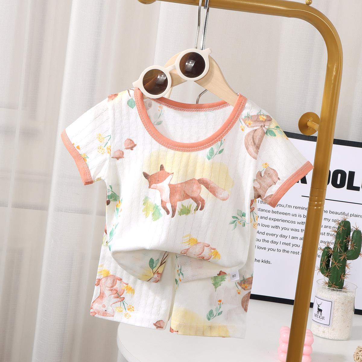 2025 Unisex Baby Summer Set: Short Sleeve Cotton Clothes & Shorts 73