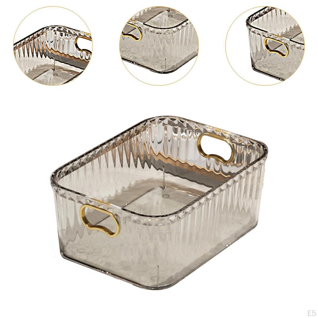 Acrylic Makeup Storage Bin Jewelry Organizer Built In Handles 23.3x15.7x8.8cm Basket