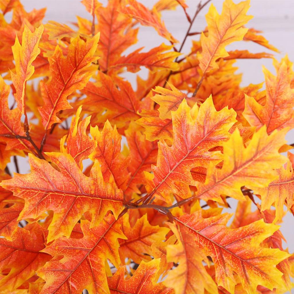 Künstliche Eichenblätter Seidenstoff Blätter Flexibler Eisendrahtstiel Dekorative künstliche Eichenblätter Heimdeko