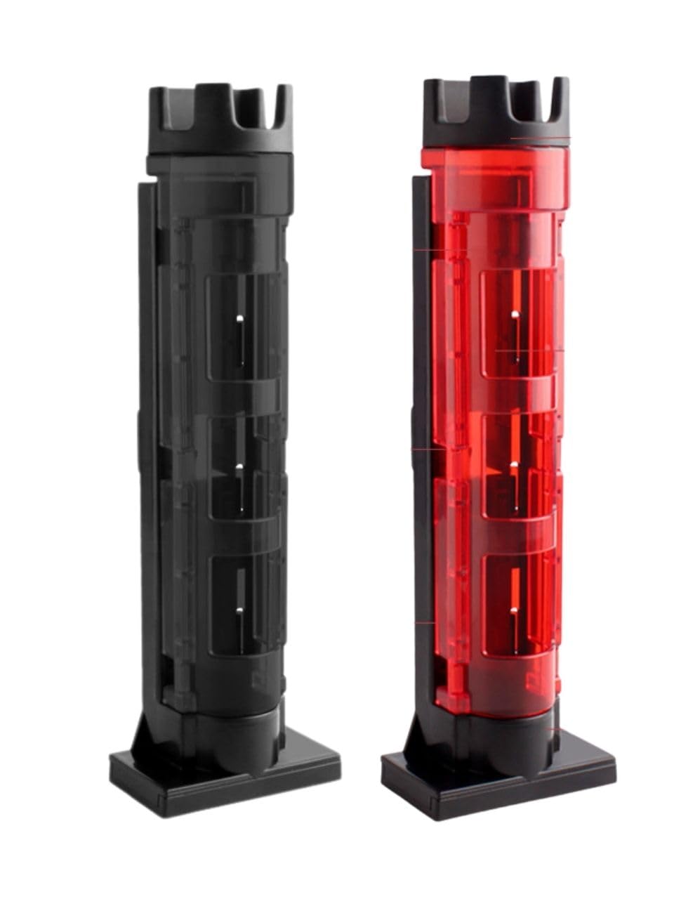 

Set of 2 Clear Rod Fishing Storage Tackle Box Cases and Holders, Stands, Coolers, (Black Red)