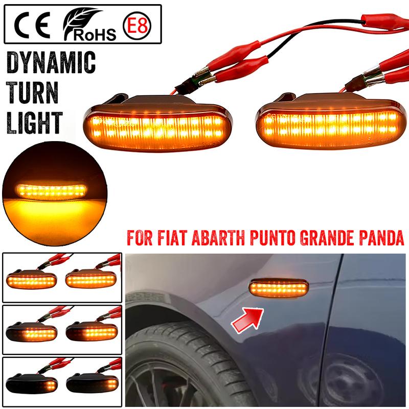 Dynamic Car LED Side Marker Light Turn Signal Lamp For Fiat Panda Punto Evo Stilo Qubo Peugeot Citroen Lancia M(350)