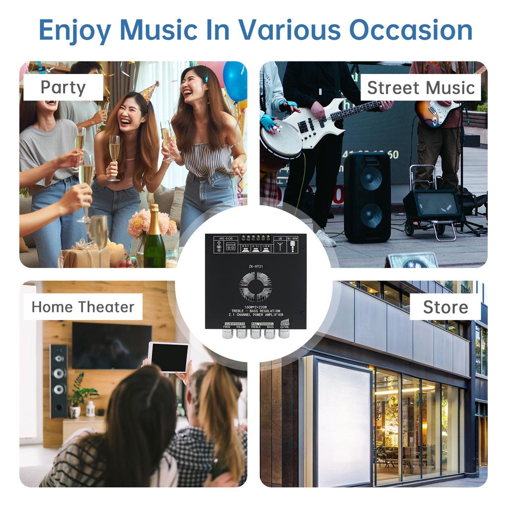 ZK-HT21 TDA7498E 2.1 Canale 160Wx2 220W Subwoofer bluetooths Placă Amplificator Putere Mare Audio Auto DIY Difuzoare Control Înalte DC15-36V Stereo