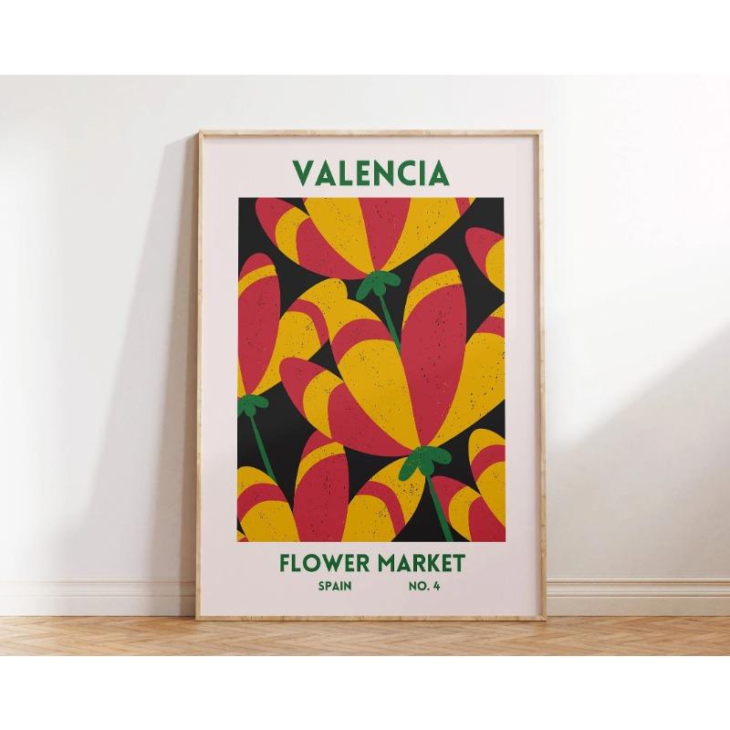1pc Flower Market Art Prints Barcelona Japan Spain Mexico Worldwide Aesthetic Plant Poster Printing Home Office Bedroom Decor