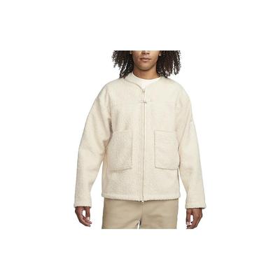 Nike Abbigliamento sportivo Tech Pack Tinta unita Girocollo Giacca in pile casual Uomo Giacche Bianco spiaggia FB7411-126