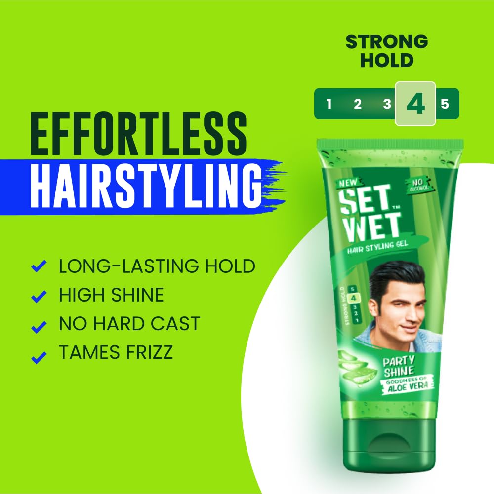 Set Wet Hair Gel for Men Party Shine 100gm Strong Hold High Shine Daily Styling Gel