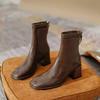 Women Outdoor Square Toe Ankle Boots Women Comfortable Fashion Designer Shoes Mid Heels Zipper Boots Big Size Shoes For Women