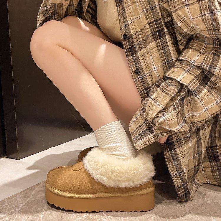 New short boots women's winter snow boots home home warm plush non-slip outer wear bag heel cotton shoes