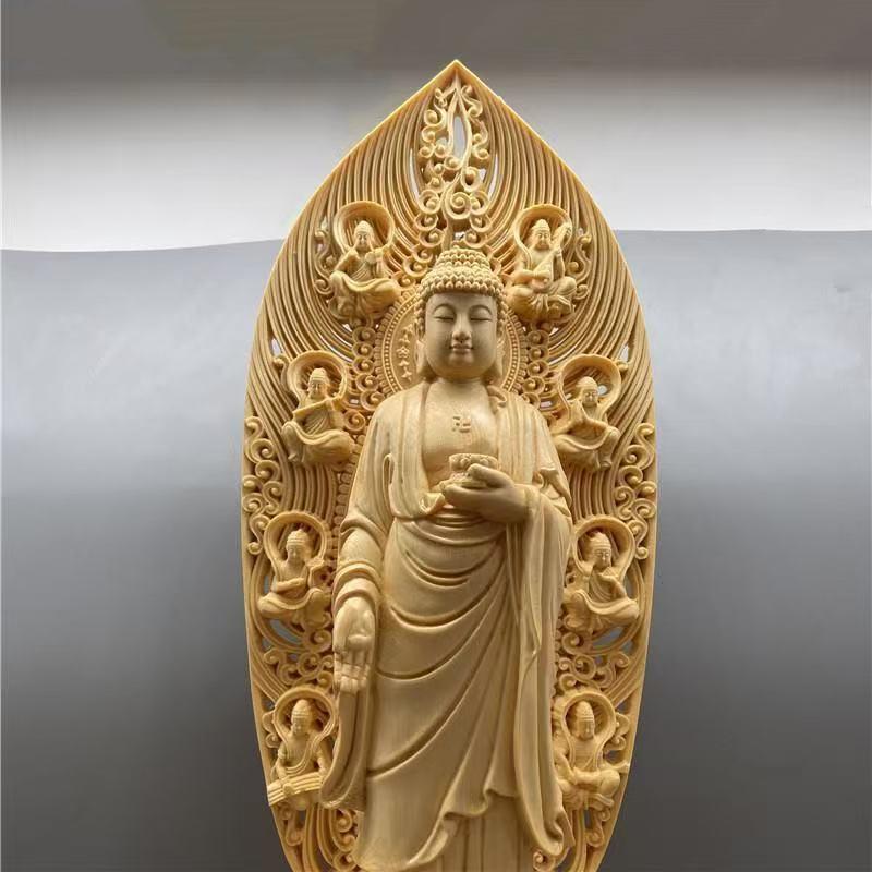 wood carving shakyamuni buddha statue Founder of Buddhism Home Living Room Office Wealth Luck Feng Shui Decor Great Buddha