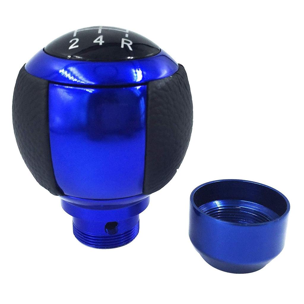 Bashineng Leather Gear Shifter Knob Head 5 Speed Stick Shift Auto Manual Truck Car Accessories Universal (Blue)