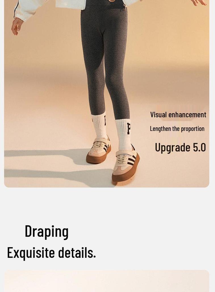 2026 New Girls' High-Waisted Cotton Leggings - Thin Style for Spring and Autumn