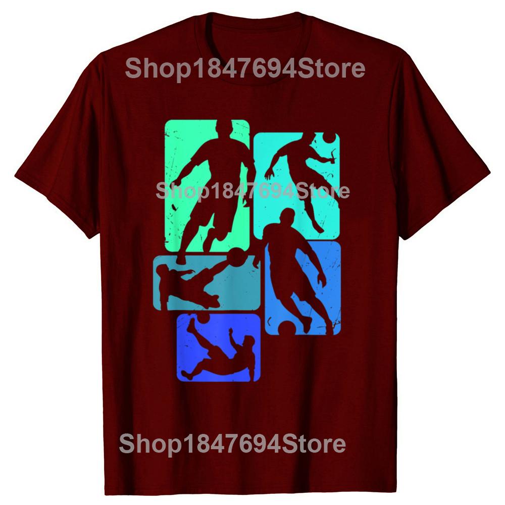 Funny Soccer Player Retro Boys Graphic T-shirts Tshirt Men Women's Fashion Casual Oversized 100% Cotton Sports T Shirt