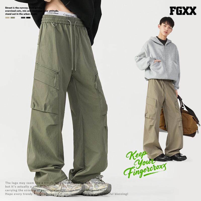 Fingercroxxit Men's Loose Fit Cargo Workwear Pants