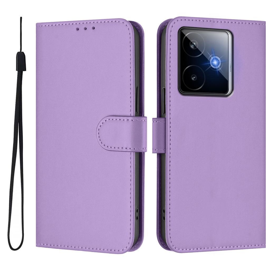 For Realme GT7 Pro Racing 5G Case Solid Color Wallet Leather Phone Cover with Strap