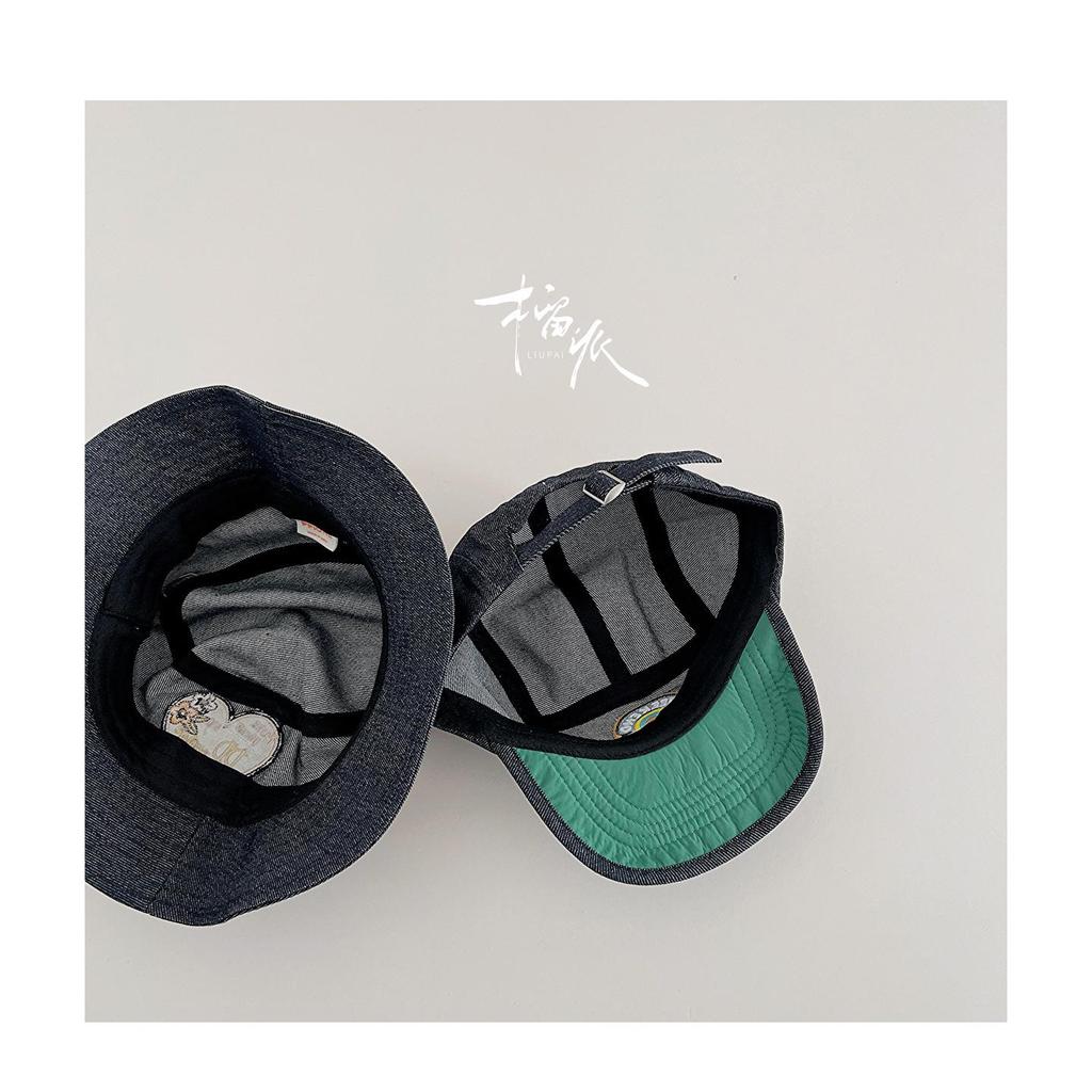 Korean Style Children's Denim Hat: Graffiti Print, Unisex, Stylish Sun Protection