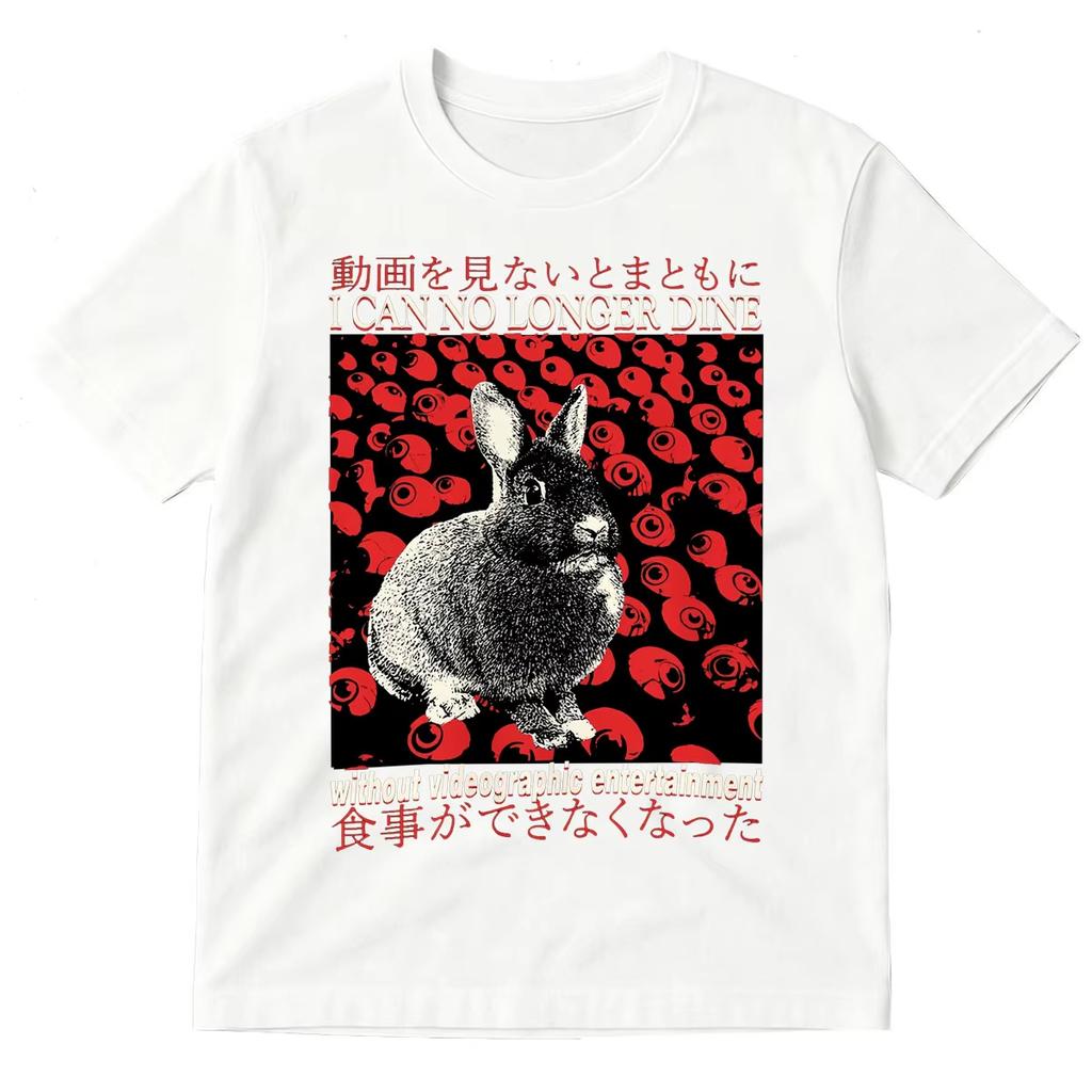 I Can't Eat Rabbits Anymore Vintage Japanese Graphic T-shirt, Unisex Cotton Loose Casual Short Sleeve Women And Men T-shirt