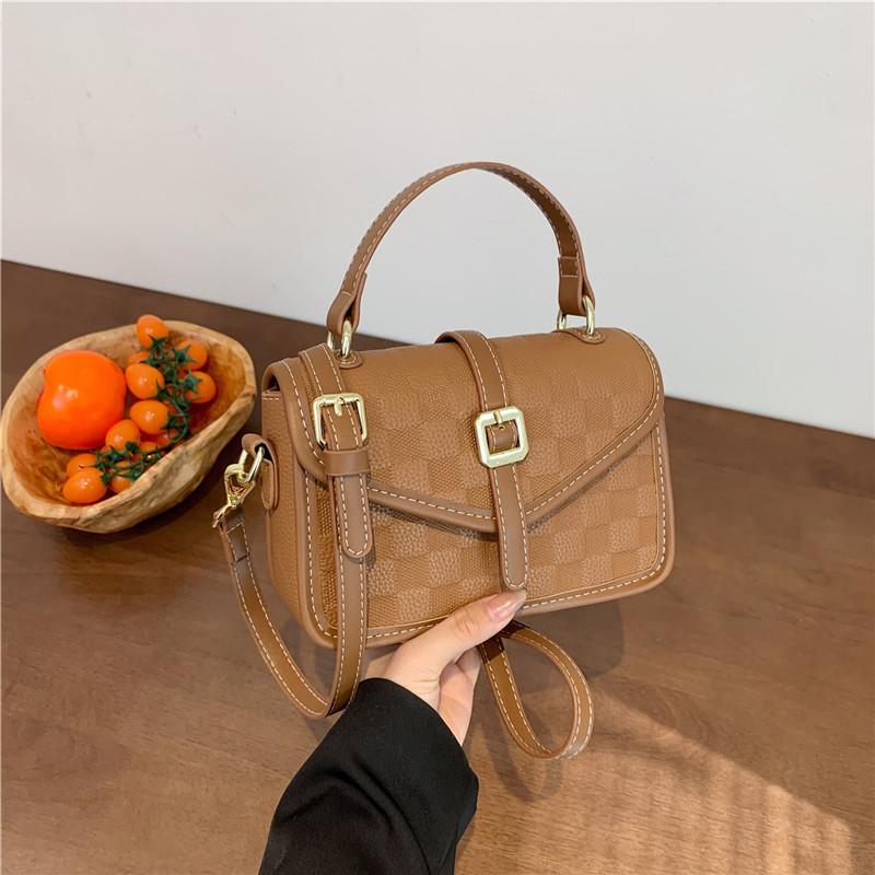 Senior sense of retro small bag female  new popular pop tide plaid crossbody bag fashion trend small square bag
