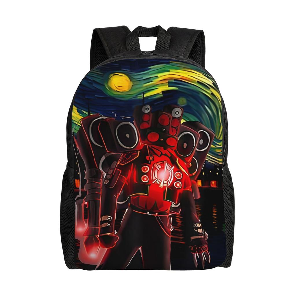 Skibidi Toilette Rucksack für Männer Frauen Lässig High School Arbeit Tagesrucksack Anime Cartoon Kameramann Titan Laptop Leinwandtaschen Sport