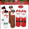 3 Pairs Fuzzy Socks 3D Warm Thick Soft Slipper Socks Christmas Stockings for Women Men Teens Girls Boys Holiday Party Favors