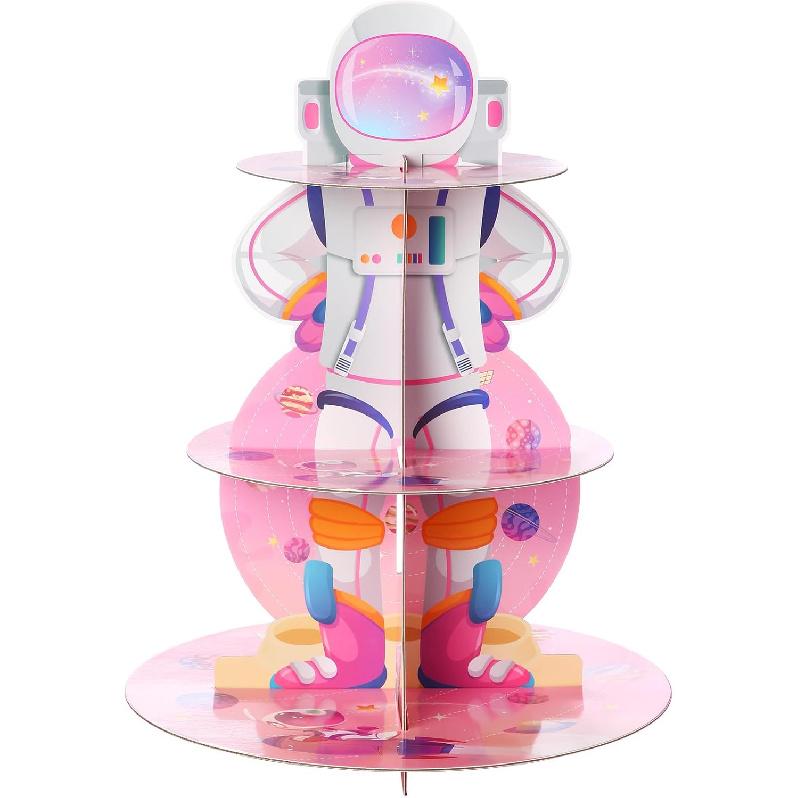 Honeydak 3 Tier Fairy Party Cupcake Stand Decorations Fairy Theme Cupcake Holder Decorations Wing Ballet Dancer Dessert Tower for Kids Party Birthday