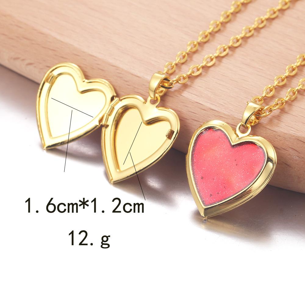 Golden Locket Pendant Mood Necklace Emotion Women Men Lovers Photo Frame Box Choker Necklaces Fashion Love Enamel Jewelry