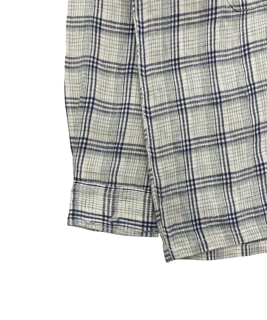 LOSTTOWNSUPPLY Distressed Check Shirt White