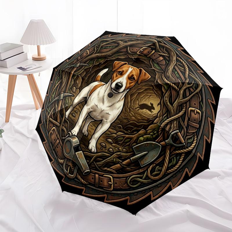 Dog Forest Emblem pattern umbrella, portable and foldable design, 8 ribs, a casual accessory for Halloween, Christmas, and birthday gifts.