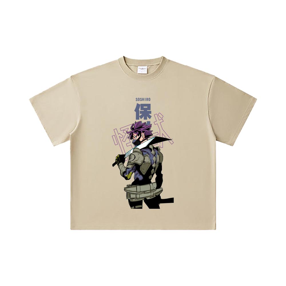 260 GSM Double Yarn 32 Count 100% Cotton Kaiju No 8 V12 Soshiro Print Unisex Heavy Cotton T Shirt