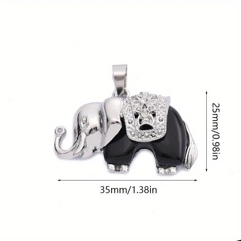 Bohemian Natural Crystal Turquoise Green Aventurine Elephant Pendant Women's Holiday Jewelry Natural Crystal Elephant Pendant