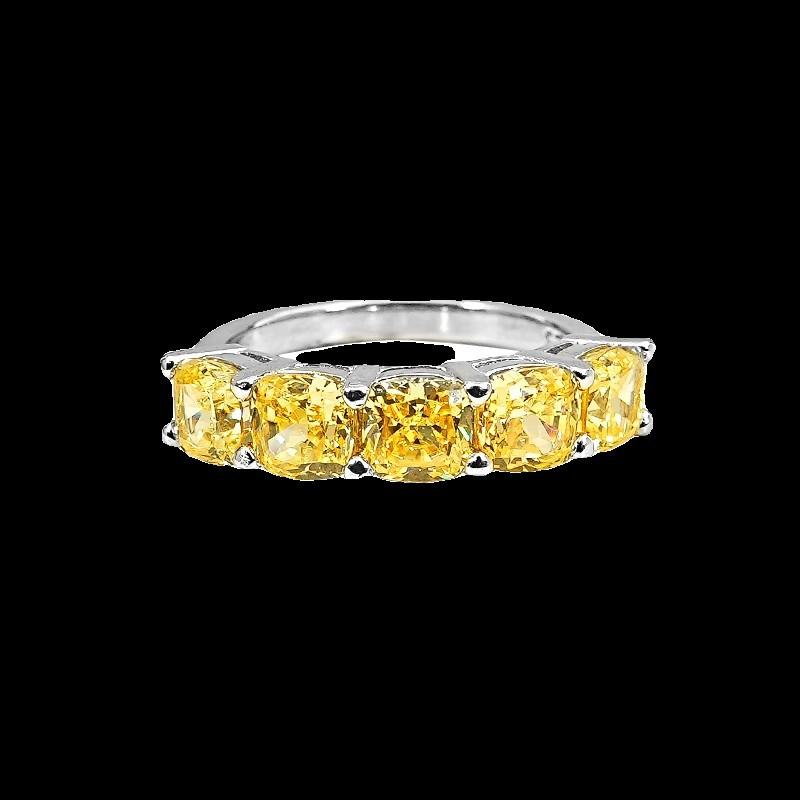 Wosikate Lightly Luxury Claw-Set Yellow Zirconia High-Carbon Diamond Engagement Ring For Women Fashion Jewellery Finger Ring