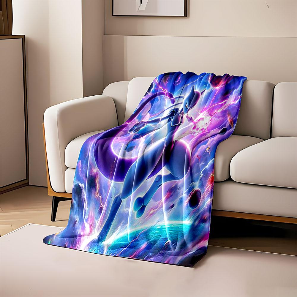 A glowing, humanoid figure with cosmic and lightning effects around. for all seasons blanket lunch break throw gift