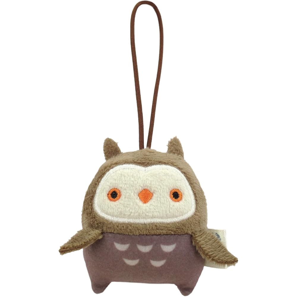 Morisaka Global Petamon Owl Plush Toy 5.5x2.5x6.5cm Animal Strap Charm Cute for Bags and Backpacks