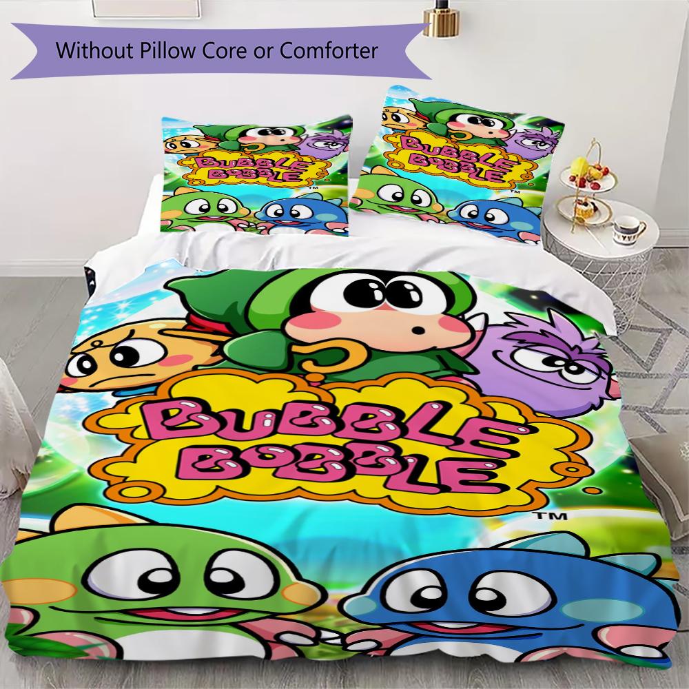 Bubble Bobble Pattern Bedding,Quilt Set Quilt Cover Pillowcase Home Birthday Gift(1 * duvet cover + 2 * pillowcase, without core)_lx