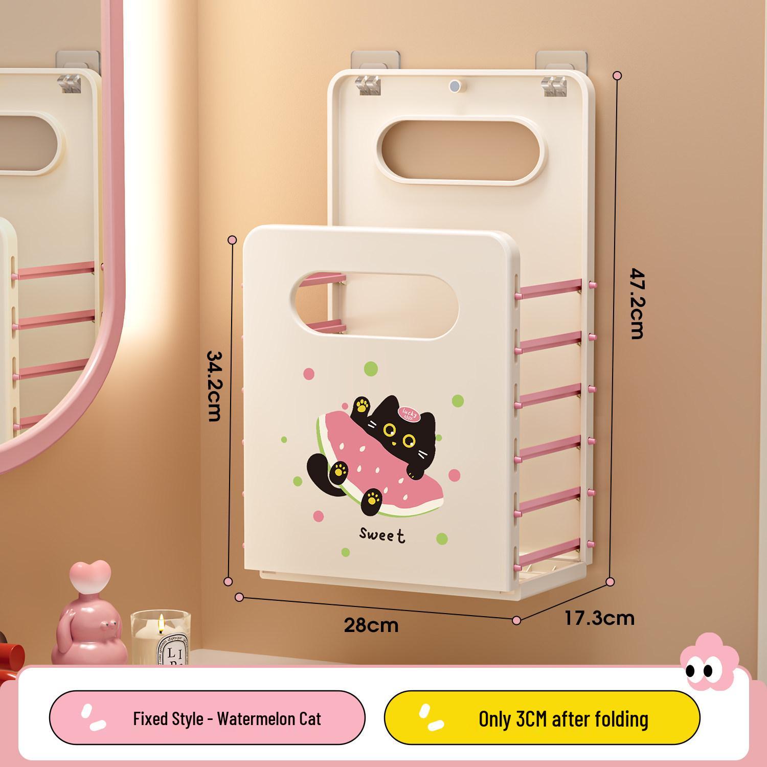 Wall-Mounted Foldable Laundry Hamper with Suction Cup No Size
