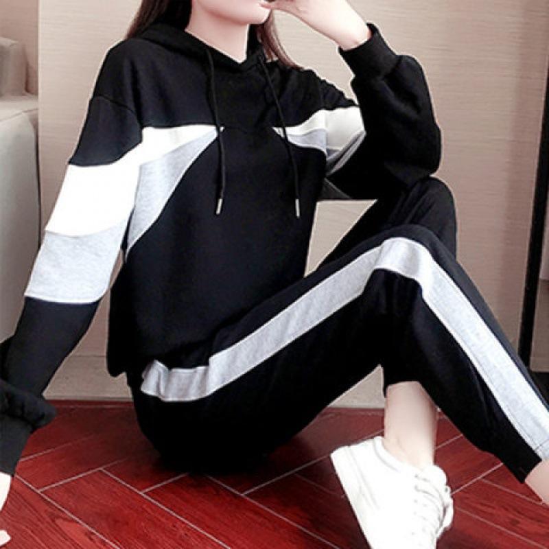 Sportswear Suit Women's Spring and Autumn Fashion Korean Style Loose Student Sweatshirt Casual Two-piece Set